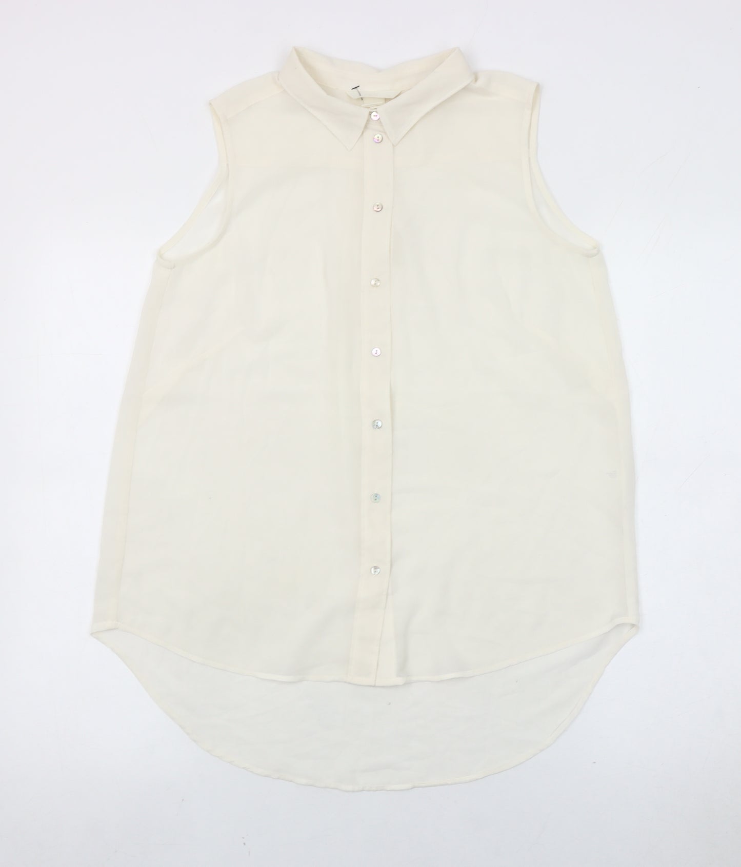 H&M Women’s Ivory Sleeveless Button-Up Blouse Size 10