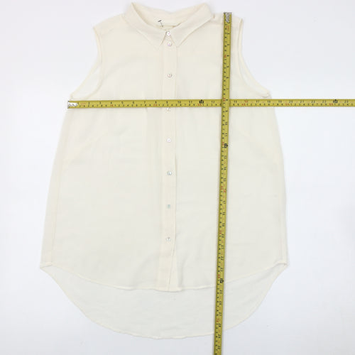 H&M Women’s Ivory Sleeveless Button-Up Blouse Size 10