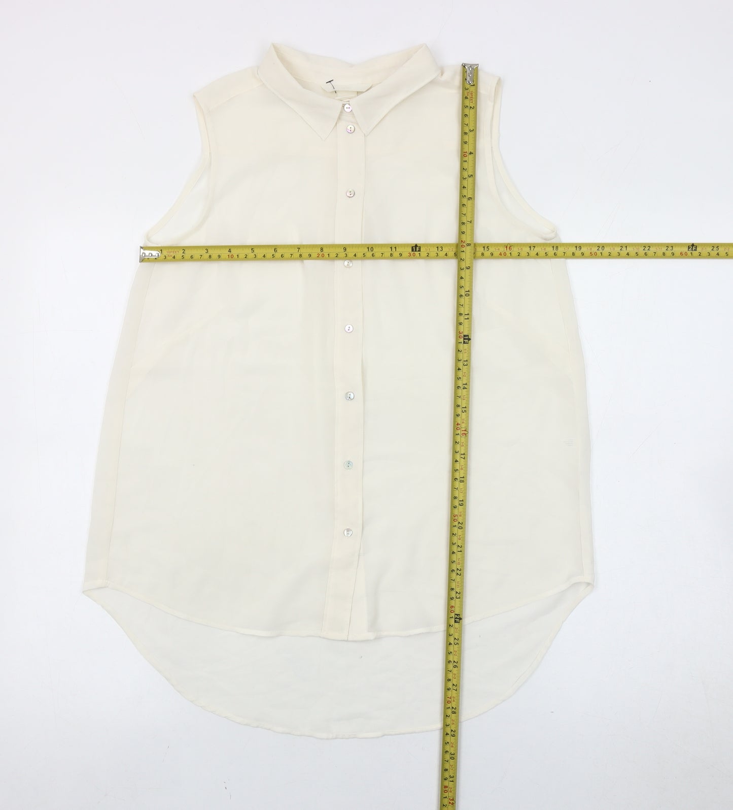 H&M Women’s Ivory Sleeveless Button-Up Blouse Size 10