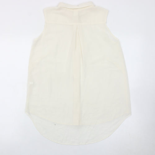 H&M Women’s Ivory Sleeveless Button-Up Blouse Size 10