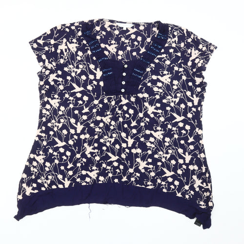 RJR John Rocha Women's Blue Floral Tunic Blouse Size 20
