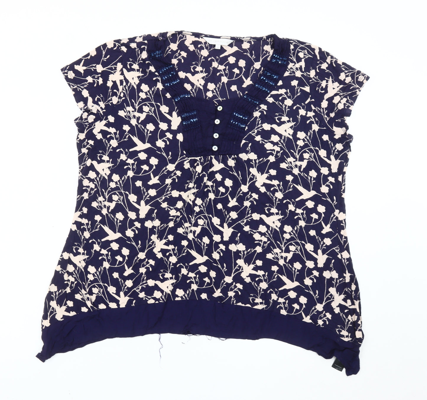 RJR John Rocha Women's Blue Floral Tunic Blouse Size 20