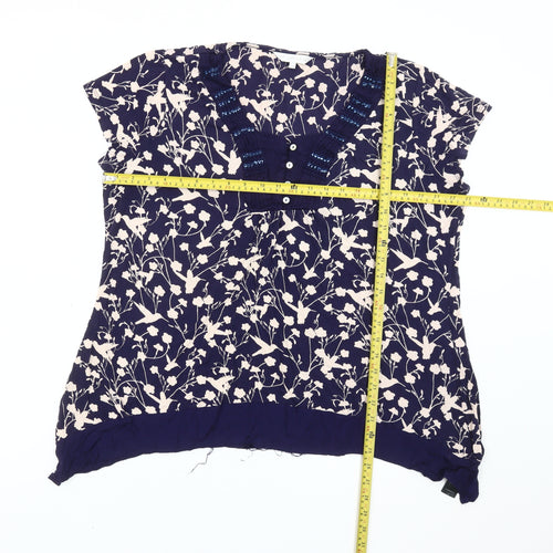 RJR John Rocha Women's Blue Floral Tunic Blouse Size 20