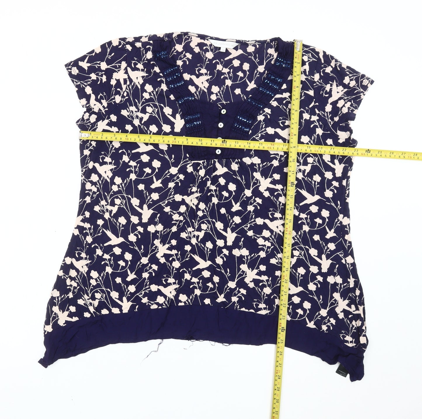 RJR John Rocha Women's Blue Floral Tunic Blouse Size 20