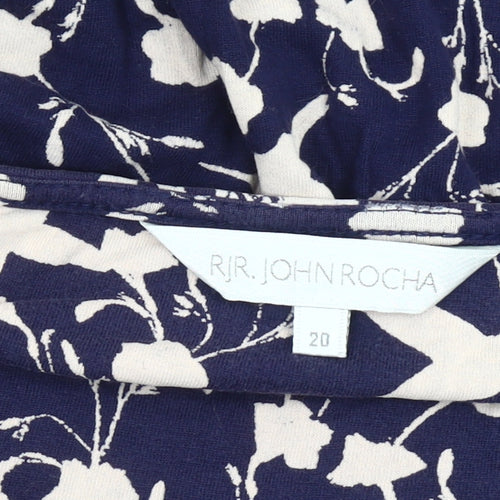 RJR John Rocha Women's Blue Floral Tunic Blouse Size 20