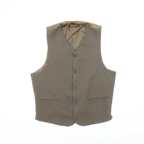 A W Trench Men's Brown Wool Waistcoat Size M Classic Formal