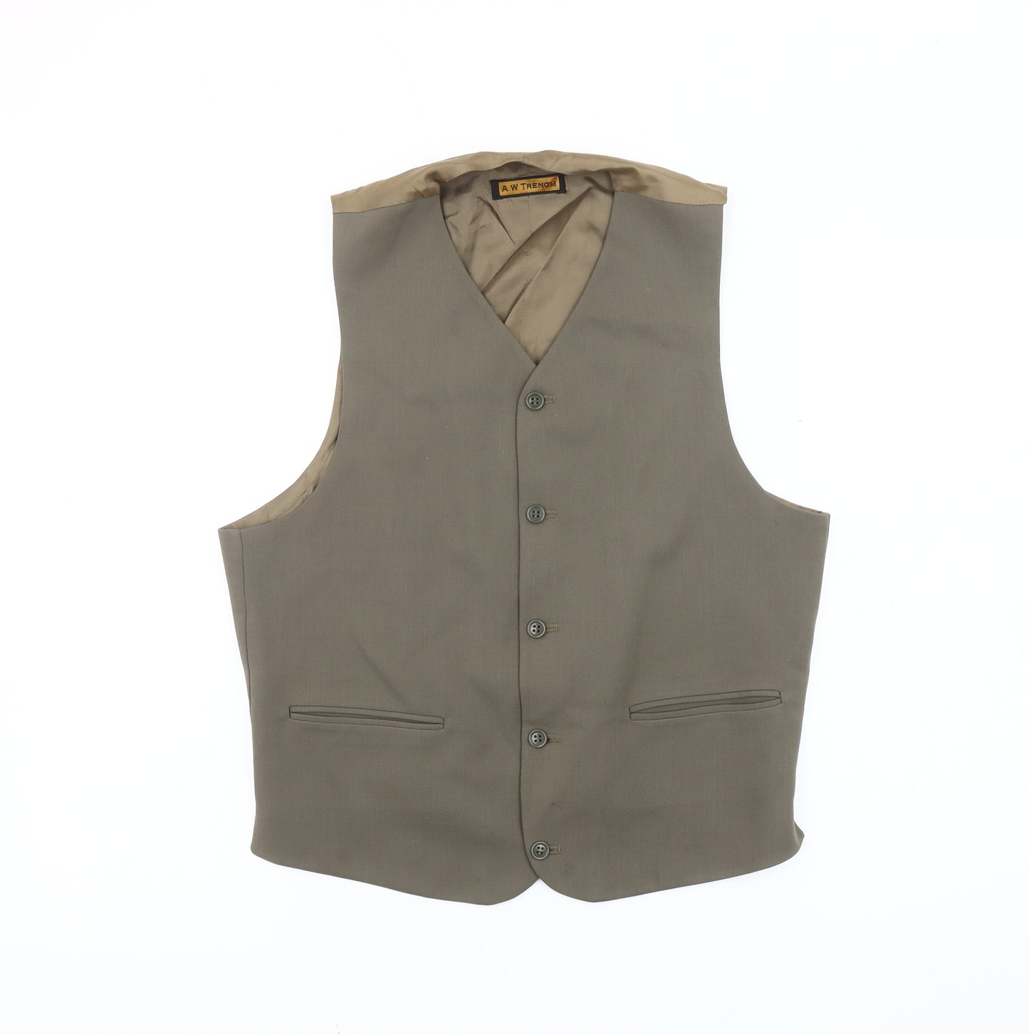 A W Trench Men's Brown Wool Waistcoat Size M Classic Formal