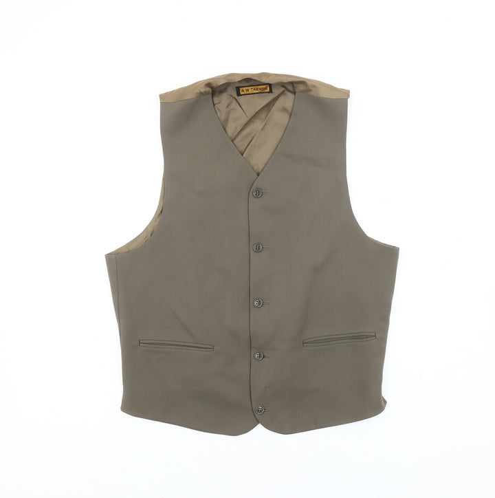 A W Trench Men's Brown Wool Waistcoat Size M Classic Formal