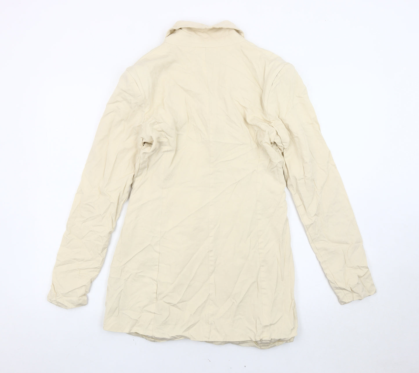 PrettyLittleThing Women’s Beige Jacket UK 8 Viscose Notch Lapel