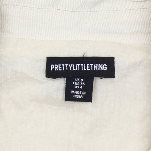 PrettyLittleThing Women’s Beige Jacket UK 8 Viscose Notch Lapel