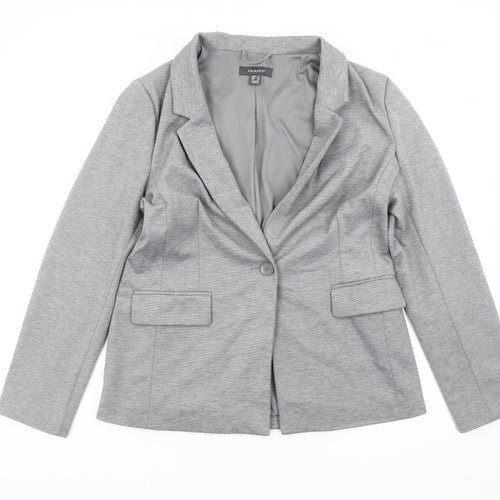 Primark Women’s Grey Blazer UK 14 Regular Fit Single Breasted