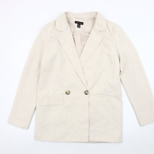 New Look Women Beige Size 8 Double-Breasted Blazer Jacket