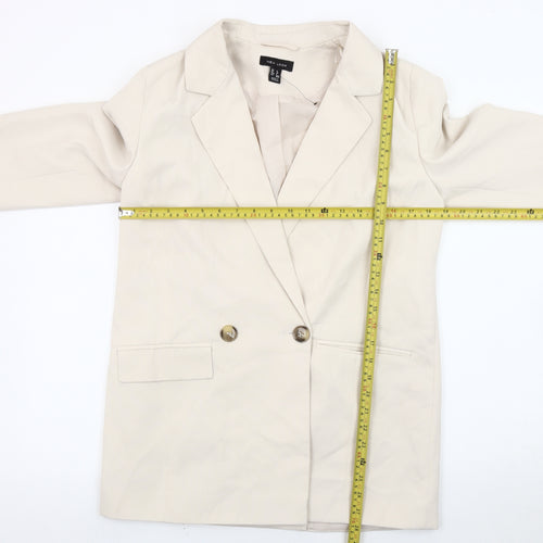 New Look Women Beige Size 8 Double-Breasted Blazer Jacket