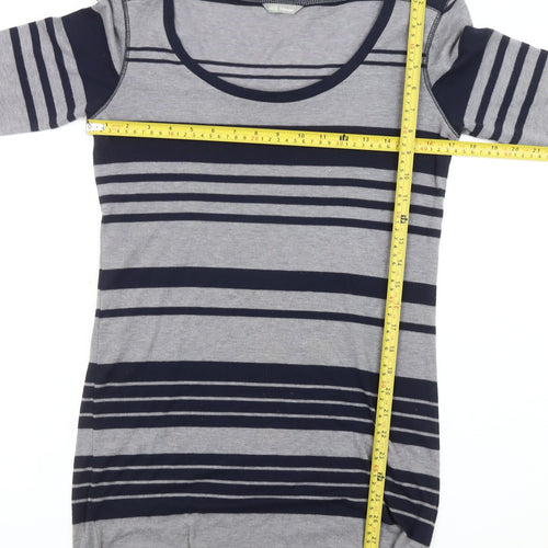 Marks and Spencer Womens Grey Blue Striped Shift Dress Size 10