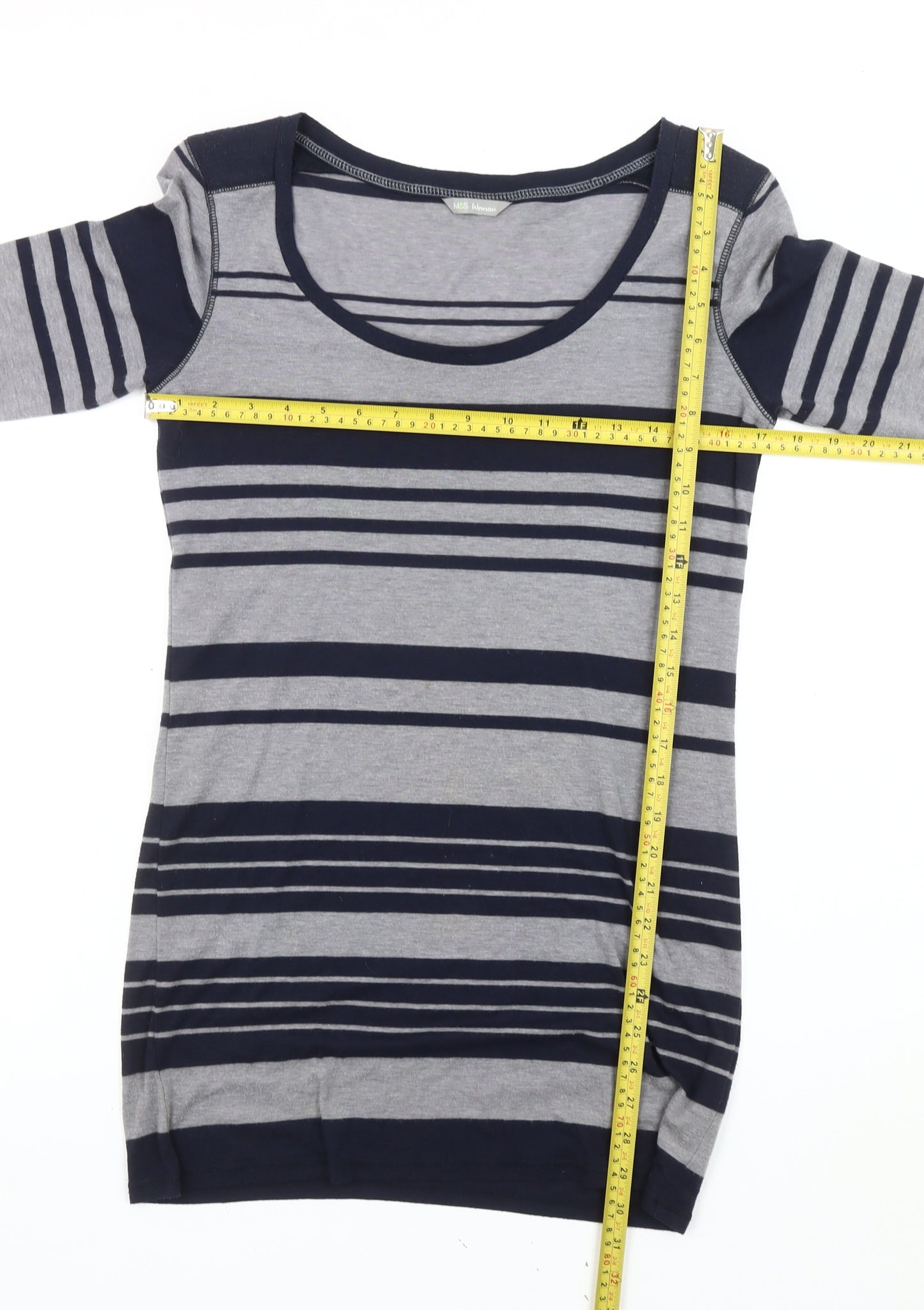 Marks and Spencer Womens Grey Blue Striped Shift Dress Size 10