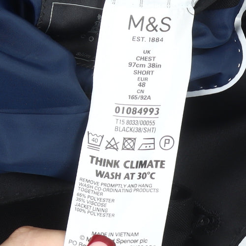 Marks and Spencer Men’s Black 38 Short Shawl Lapel Suit Jacket