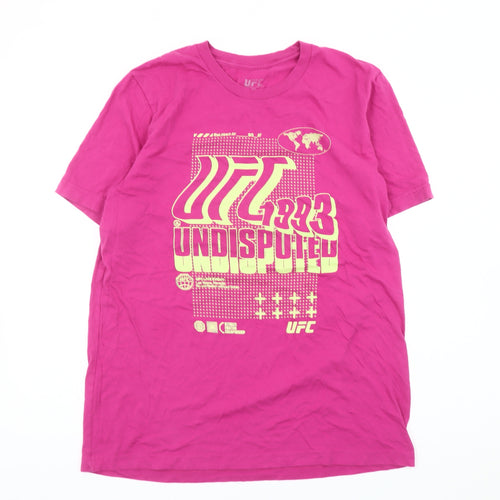 UFC Mens Pink Graphic Print T-Shirt Size L Sports Cotton Tee