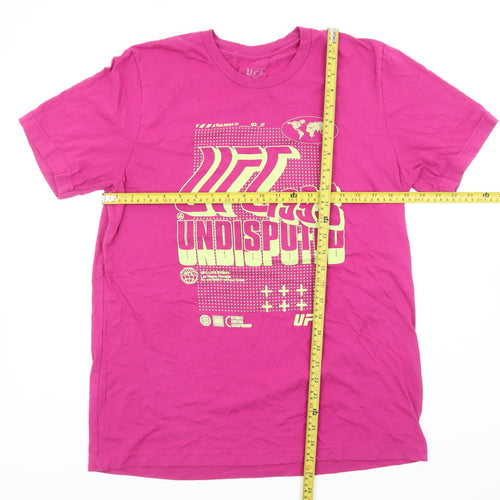 UFC Mens Pink Graphic Print T-Shirt Size L Sports Cotton Tee