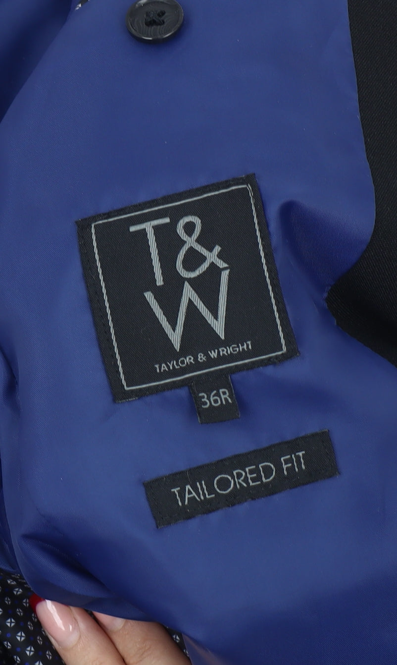 Taylor & Wright Men's Black 36R Slim Fit Blazer Jacket