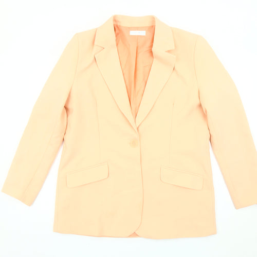 Primark Women Orange Blazer Jacket Size M UK 12-14 Single Breasted
