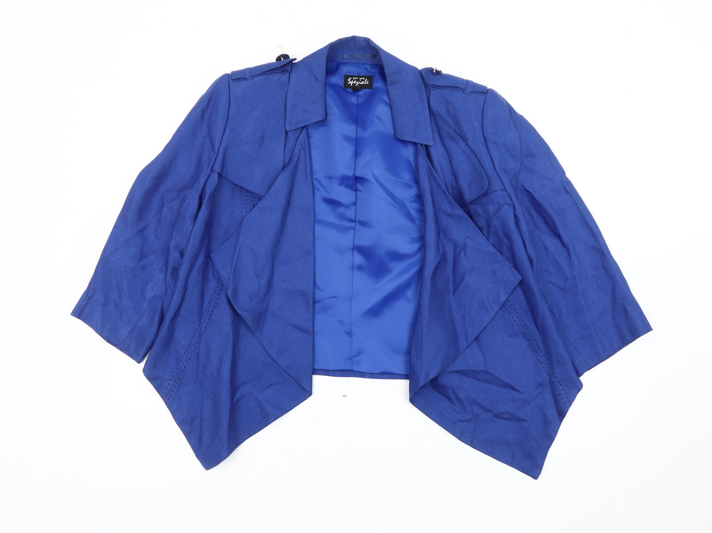 Marks and Spencer Women Blue Linen Viscose Blazer Size 14