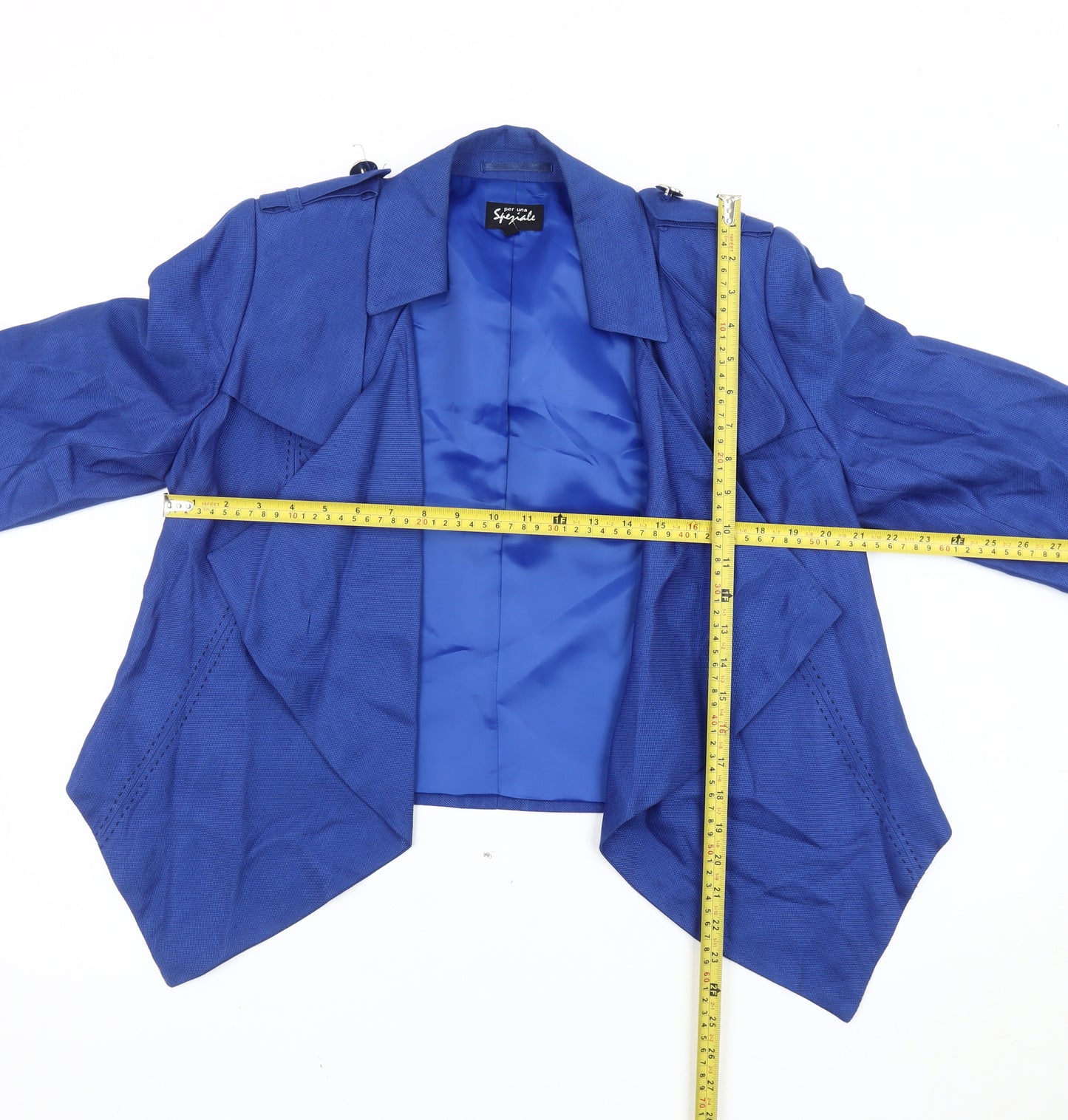 Marks and Spencer Women Blue Linen Viscose Blazer Size 14