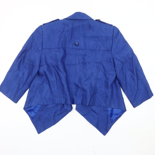 Marks and Spencer Women Blue Linen Viscose Blazer Size 14