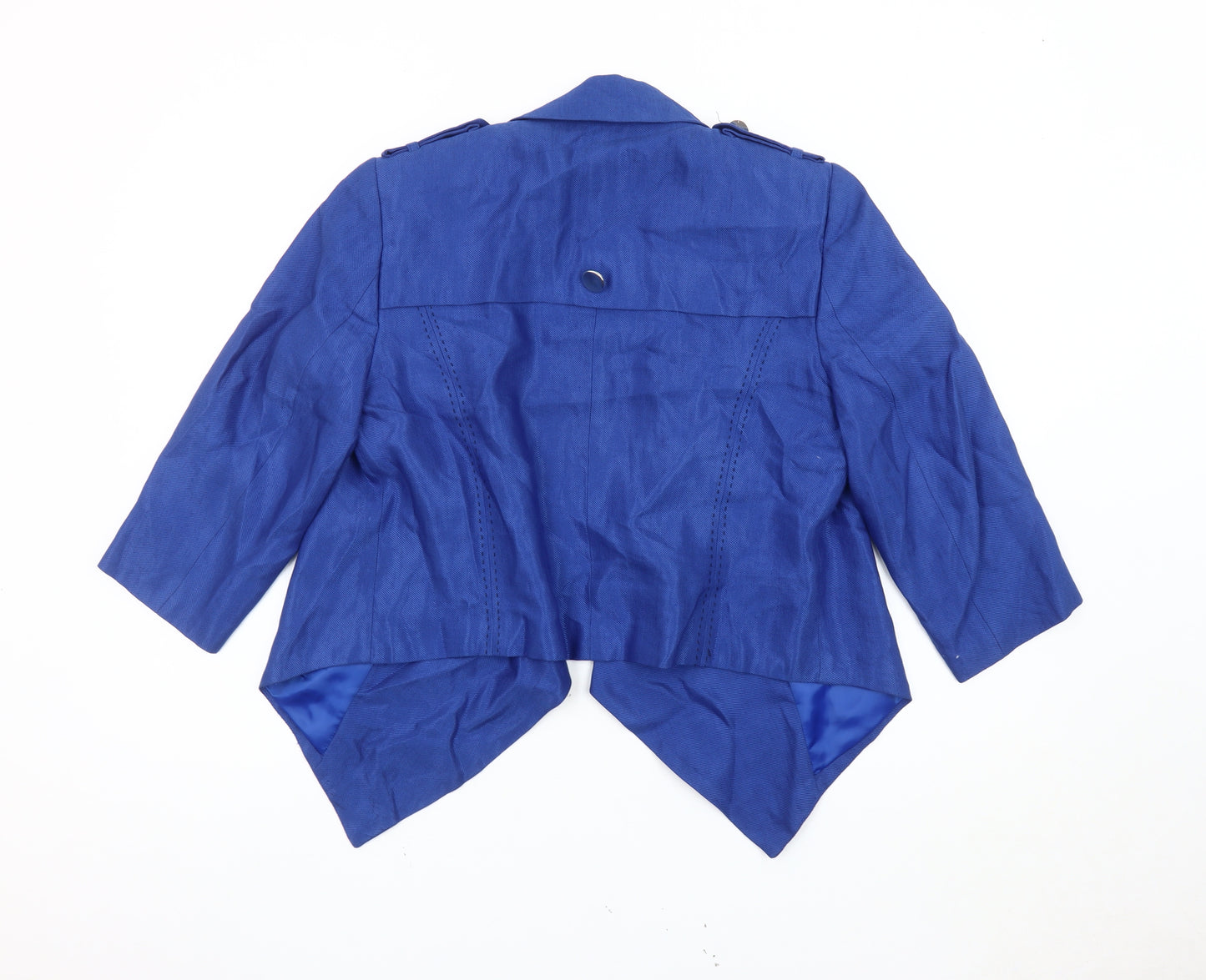 Marks and Spencer Women Blue Linen Viscose Blazer Size 14