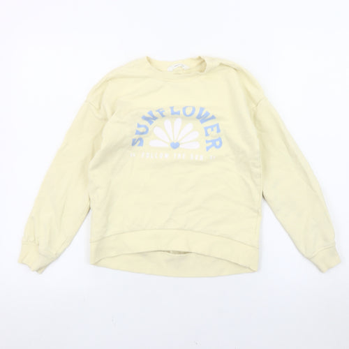 MNG Girls Beige Sunflower Sweatshirt 9-10Y Crew Neck Graphic Print