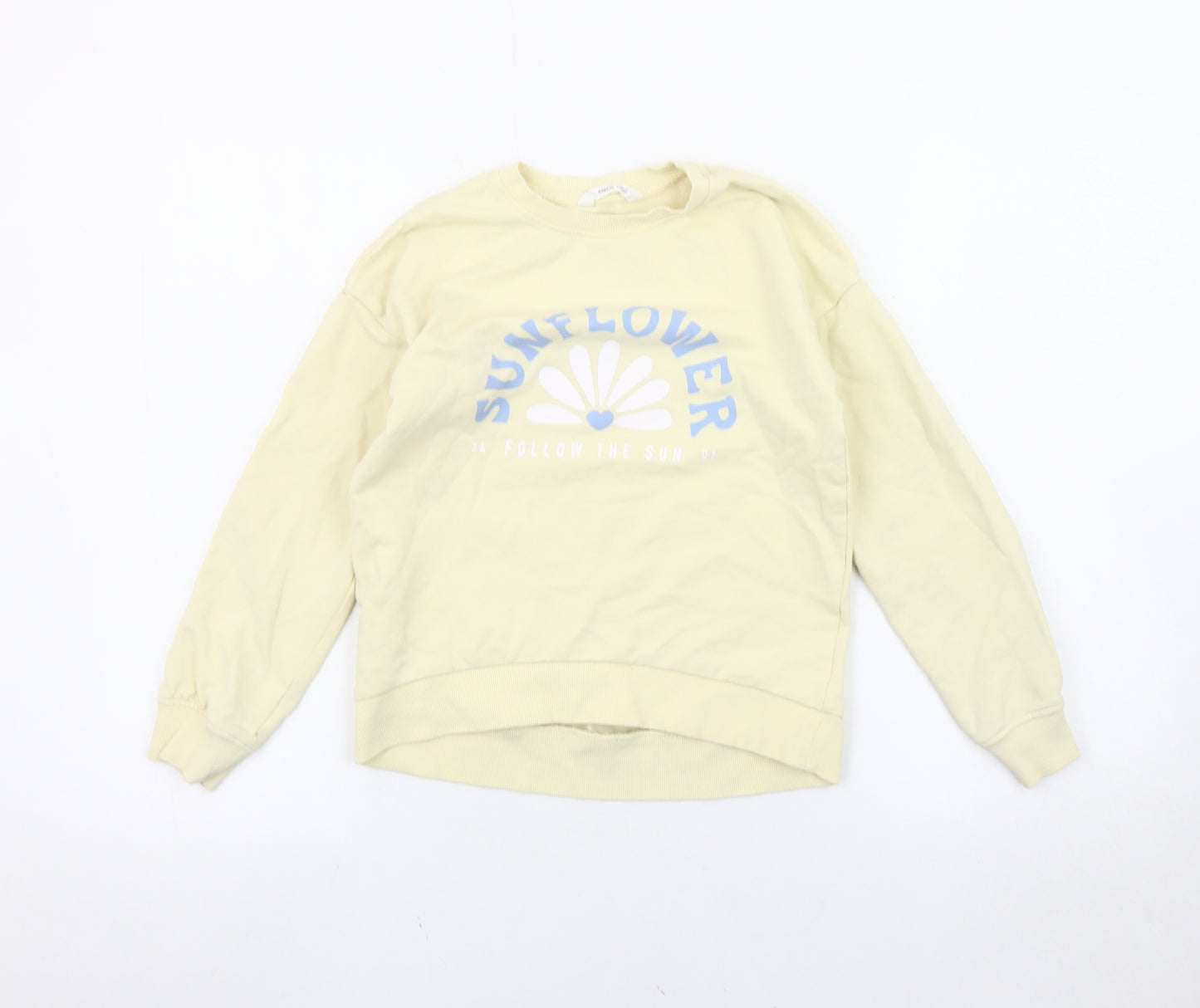 MNG Girls Beige Sunflower Sweatshirt 9-10Y Crew Neck Graphic Print