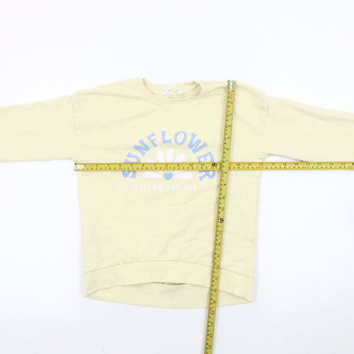 MNG Girls Beige Sunflower Sweatshirt 9-10Y Crew Neck Graphic Print