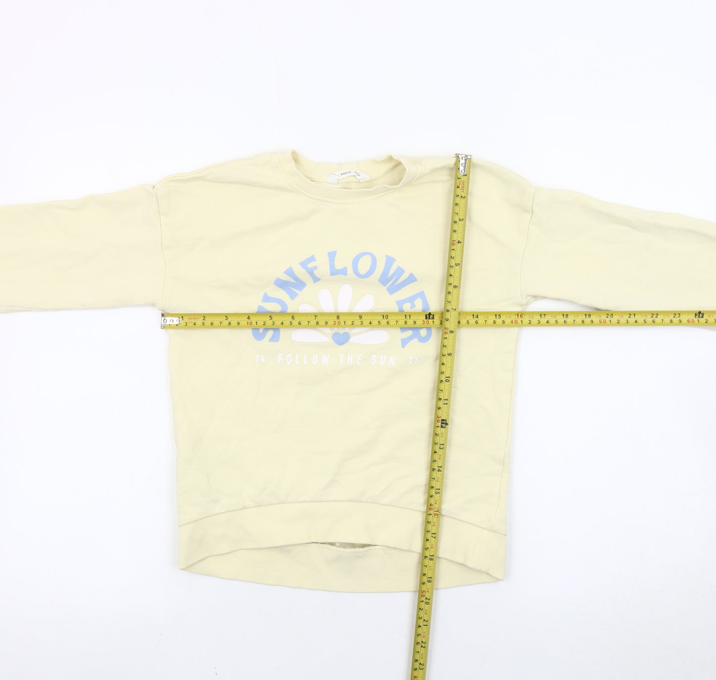 MNG Girls Beige Sunflower Sweatshirt 9-10Y Crew Neck Graphic Print