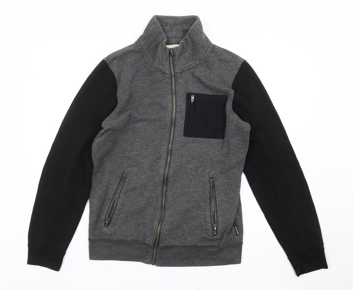 Hollister Men’s Grey Black Full Zip Jacket Size S Regular Fit