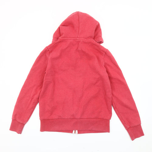 Superdry Womens Red Full Zip Hoodie Size 10 Regular Fit Logo
