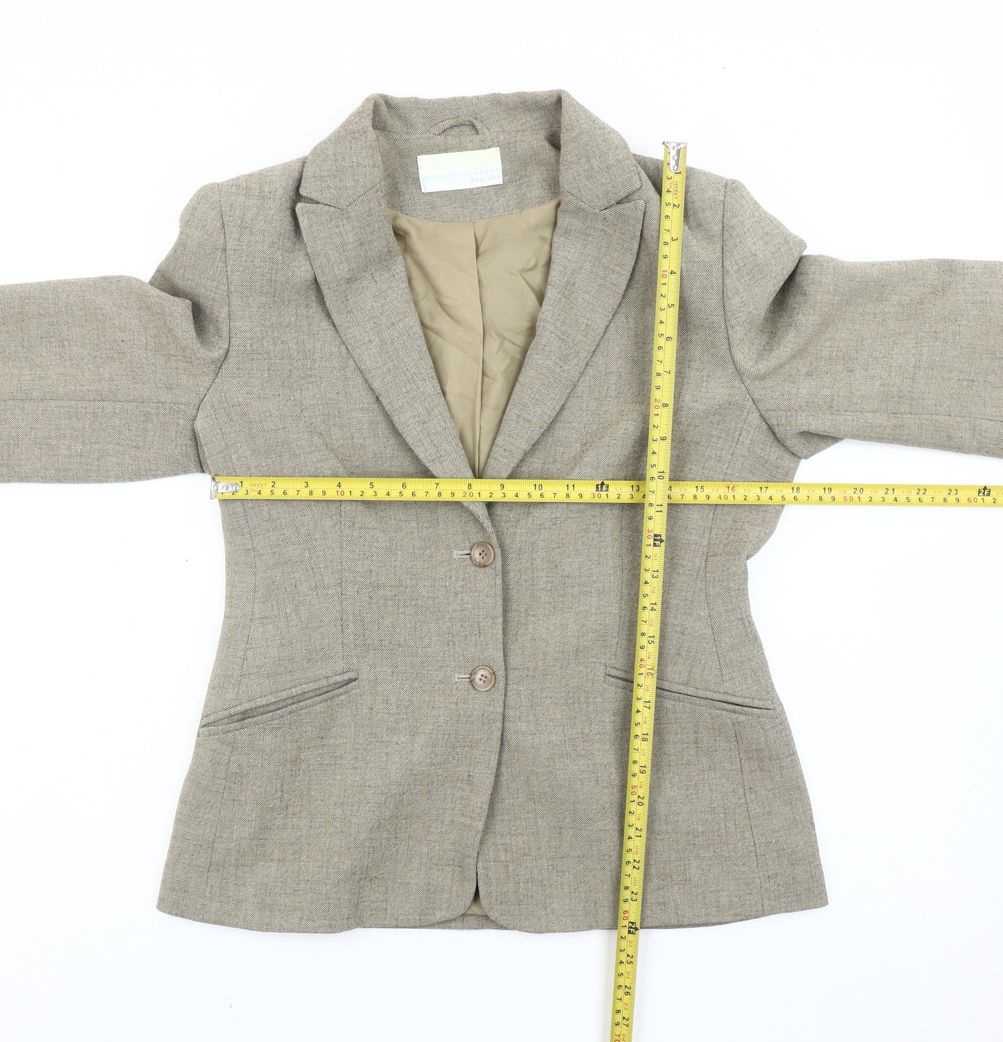 Amaranto Womens Beige Size 12 Blazer Jacket Formal Workwear