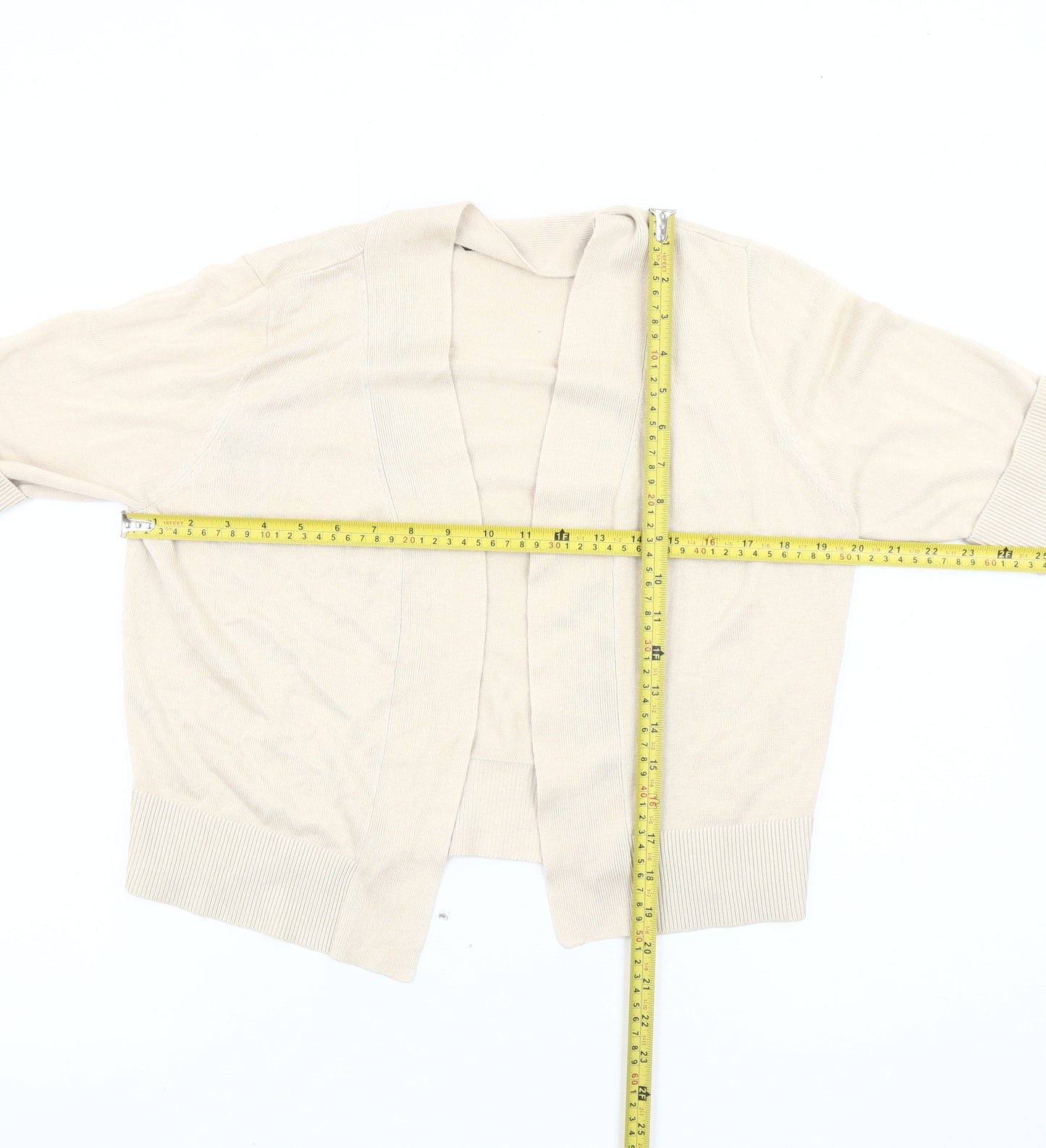 BHS Women’s Beige 3/4 Sleeve Cardigan Size 16 Cotton Blend