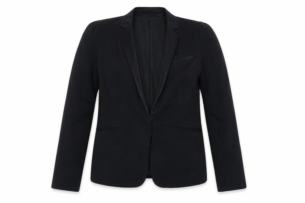 Front view of Caroll women’s black, size UK 14, regular fit blazer jacket