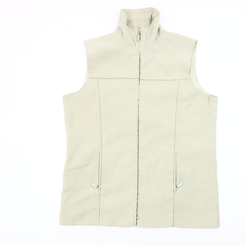 Joella Di Marco Women’s Beige Waistcoat L Sleeveless Zip Casual