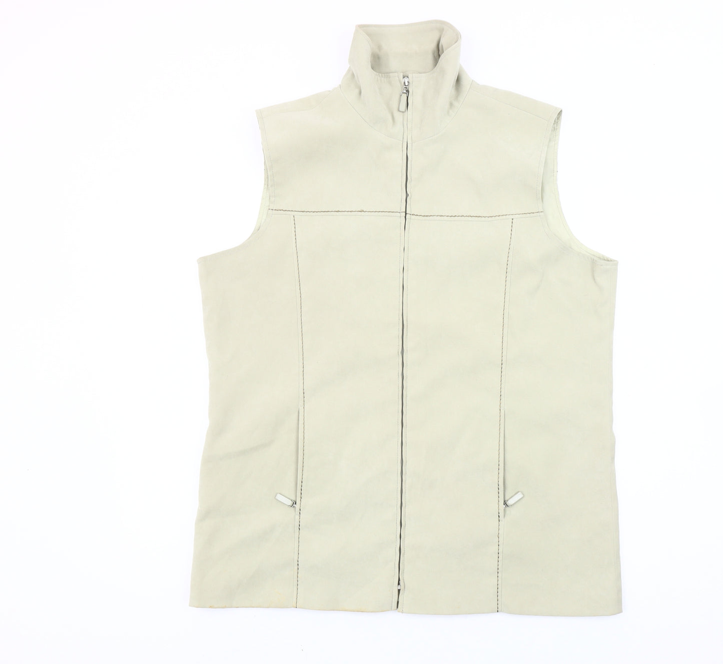 Joella Di Marco Women’s Beige Waistcoat L Sleeveless Zip Casual