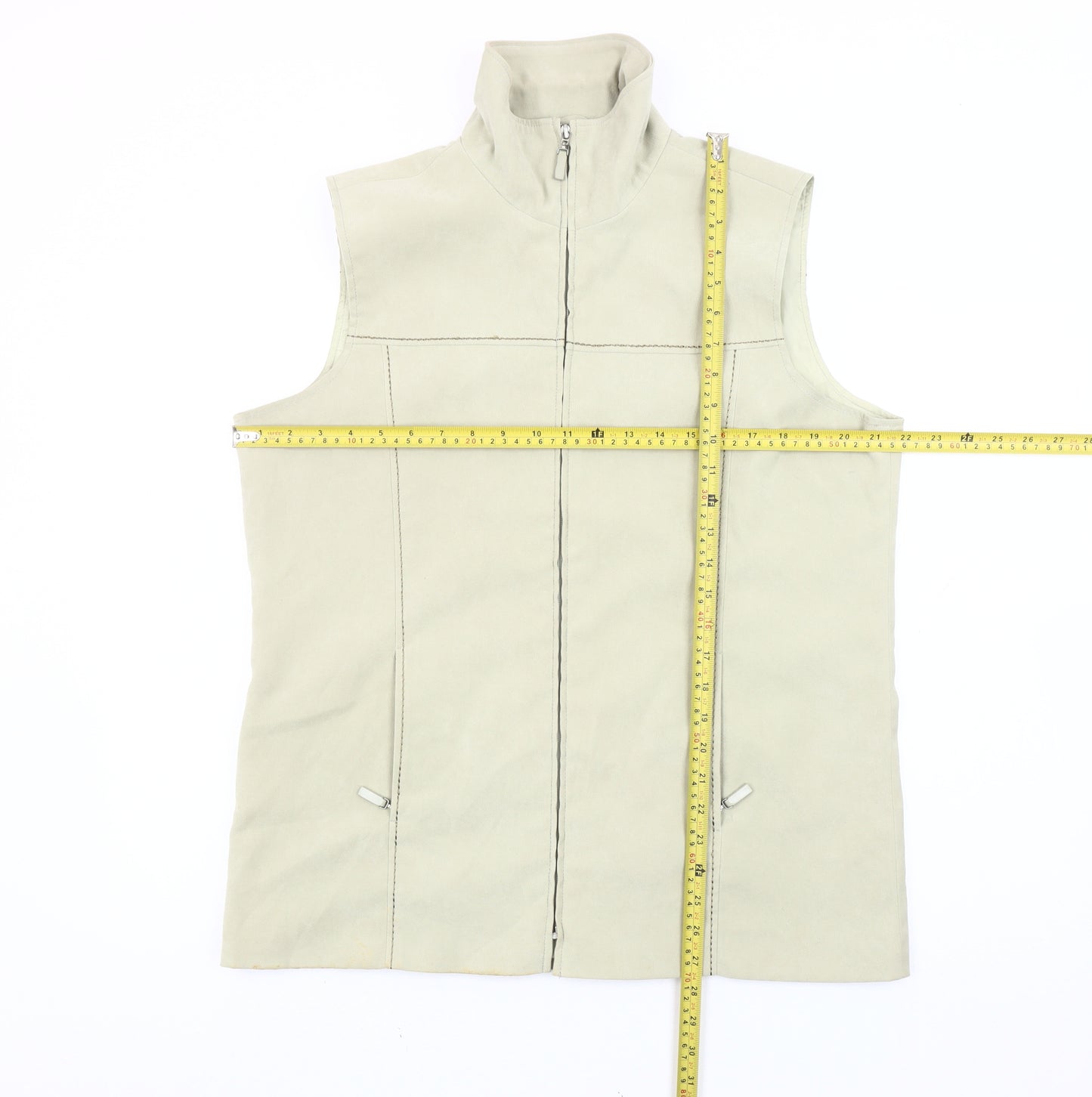 Joella Di Marco Women’s Beige Waistcoat L Sleeveless Zip Casual
