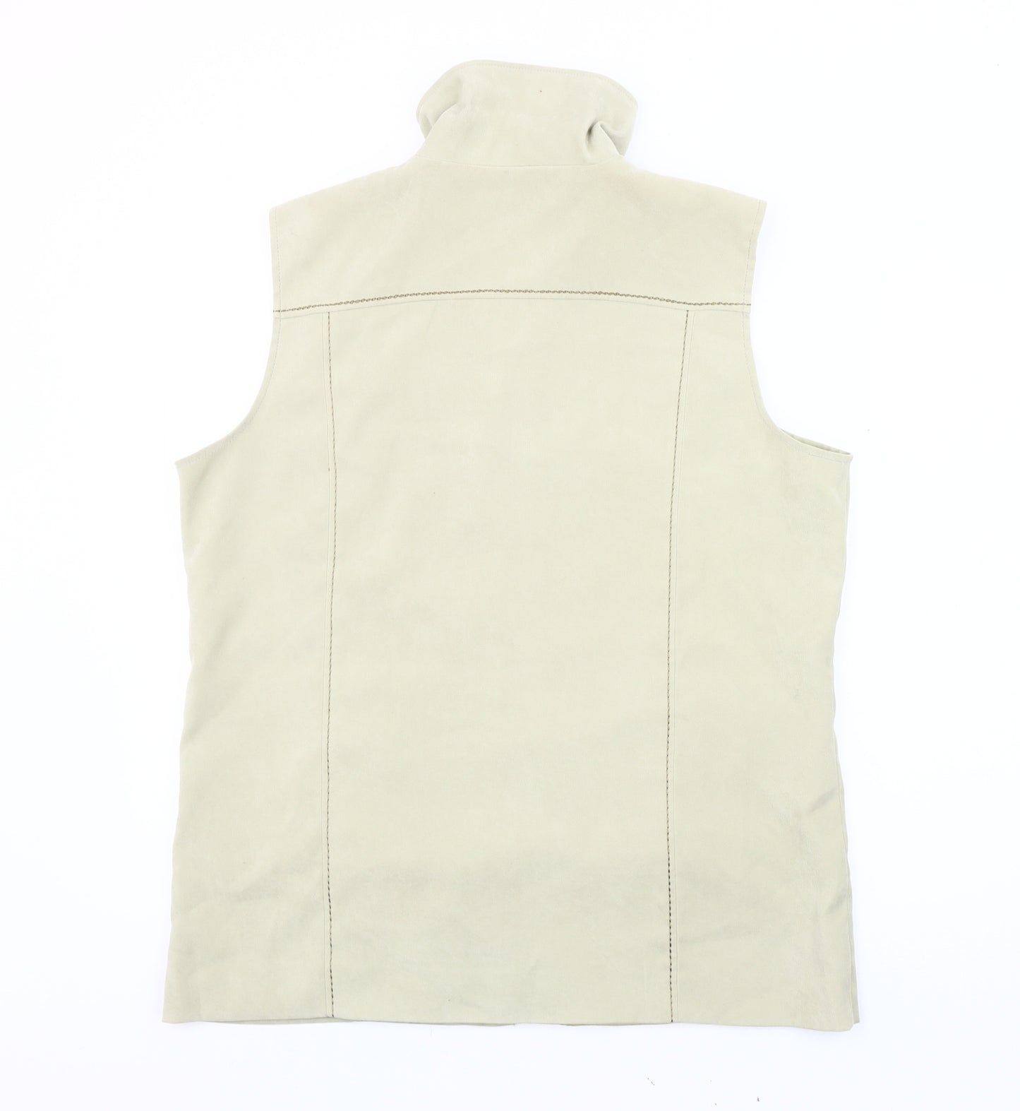 Joella Di Marco Women’s Beige Waistcoat L Sleeveless Zip Casual