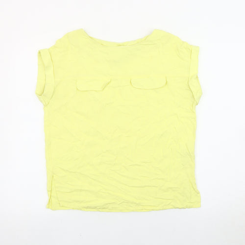 Next Women Yellow Size 10 Blouse Short Sleeve Viscose Top