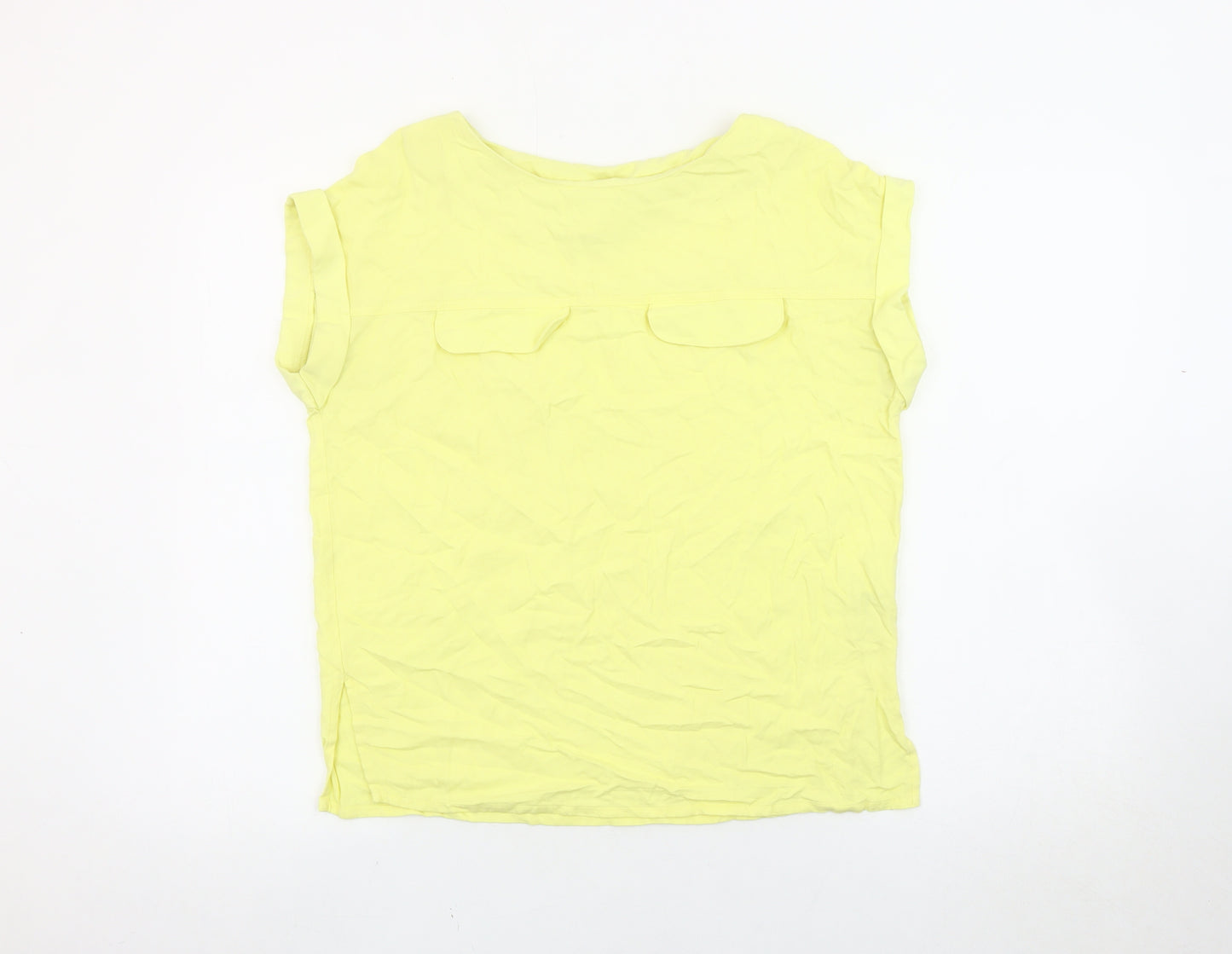 Next Women Yellow Size 10 Blouse Short Sleeve Viscose Top