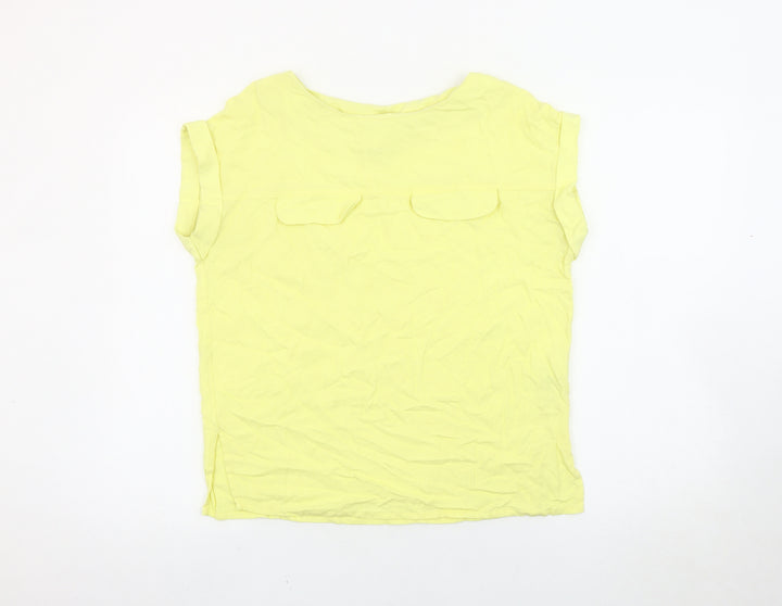 Next Women Yellow Size 10 Blouse Short Sleeve Viscose Top