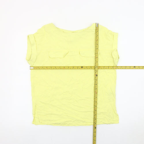 Next Women Yellow Size 10 Blouse Short Sleeve Viscose Top