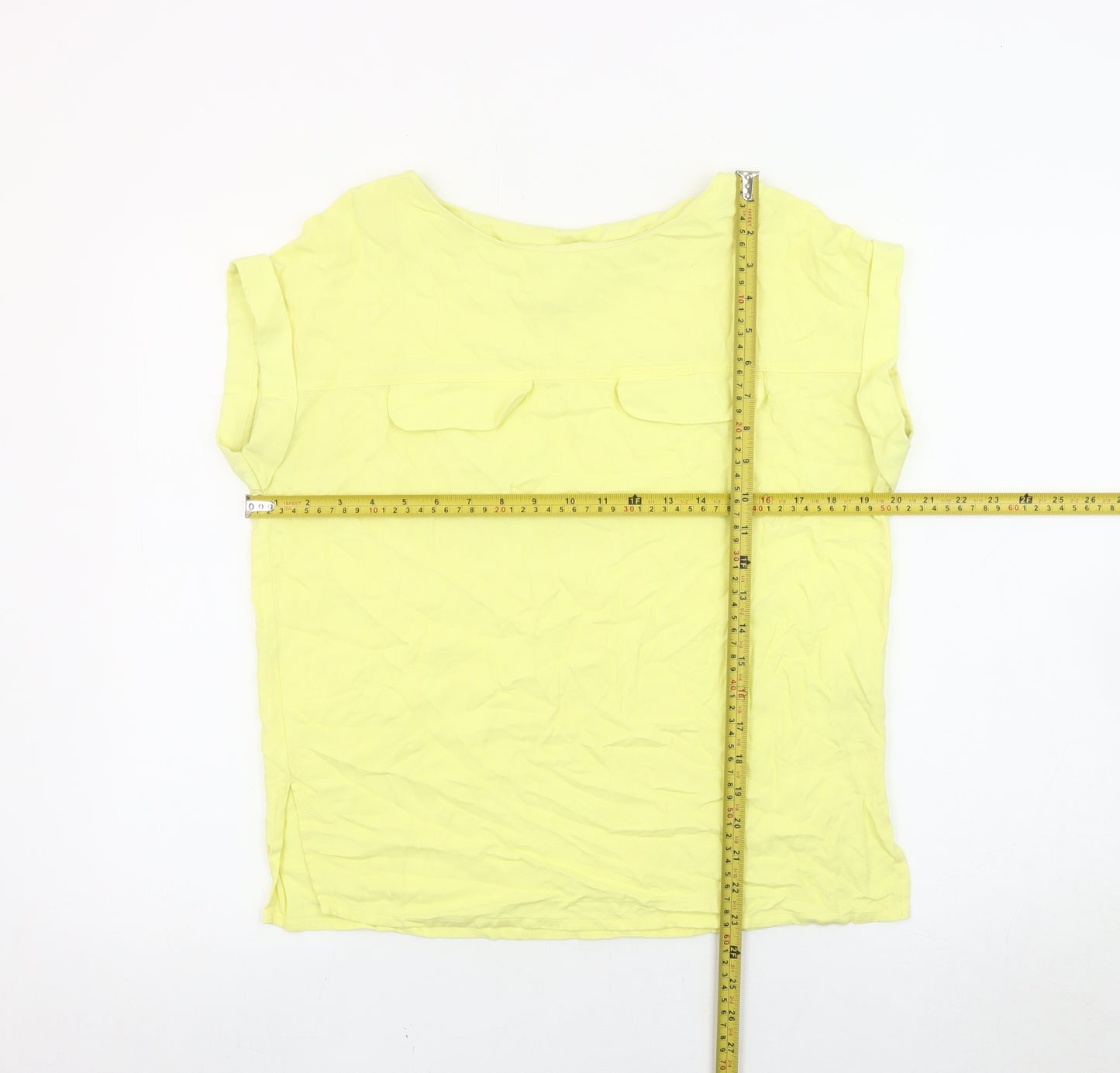 Next Women Yellow Size 10 Blouse Short Sleeve Viscose Top