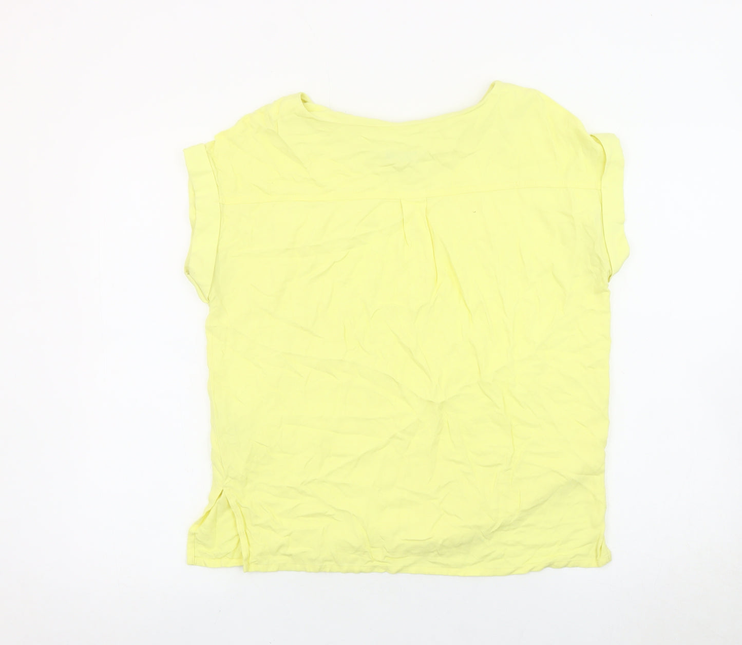 Next Women Yellow Size 10 Blouse Short Sleeve Viscose Top