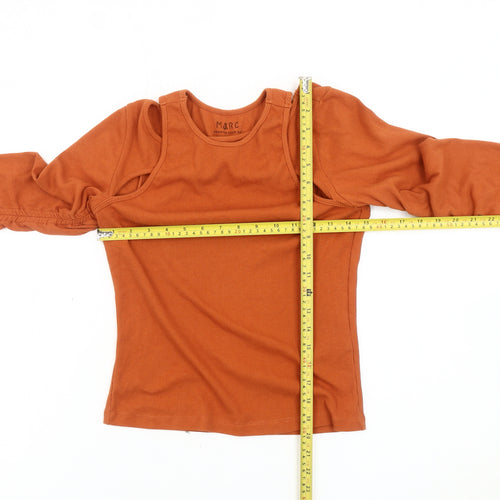 MARC Womens Orange Long Sleeve Ruched Jersey T-Shirt Size L