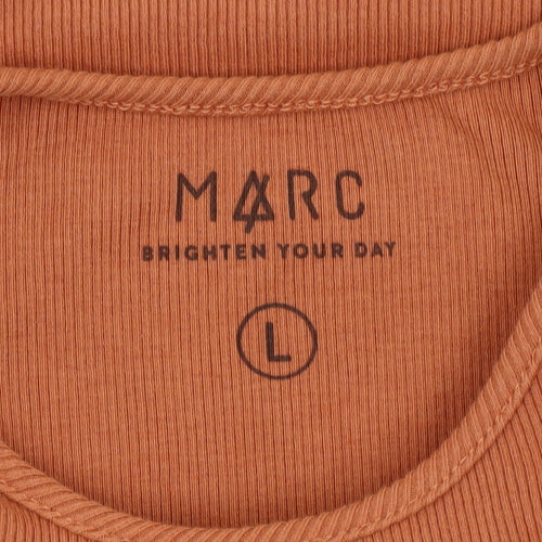 MARC Womens Orange Long Sleeve Ruched Jersey T-Shirt Size L