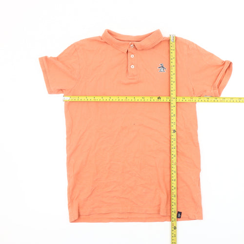 Penguin Boys Orange Cotton Polo Shirt 12-13Y Short Sleeve Casual Logo